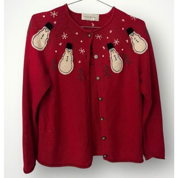 Susan Bristol Christmas Cardigan | Measurements in photos | euc - Picture 1 of 4